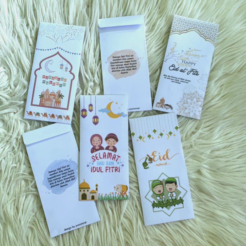 Packing amplop uang angpao lebaran kertas coklat vintage printed cetak lucu custom 7.5x8.5 / 16x7.5 