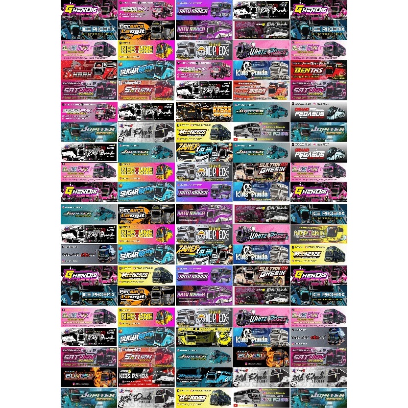 Stiker Bus Viral Telolet Basuri  Isi 100, 72, 52, 45, 20 dan 10 Pcs Bahan Super Premium Putih Glossy