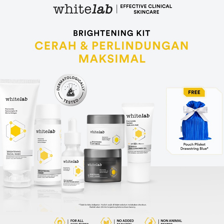 COD Whitelab 6pcs Brightening Paket Wajah  Facial Wash Toner Serum Moisturizer Sunscreen Paket Skinc