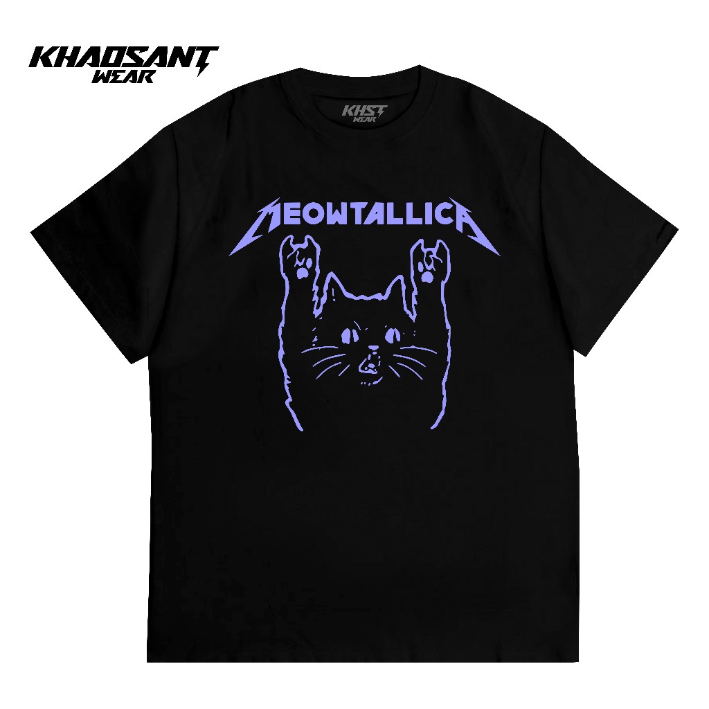 KHAOSANT Kaos Meowtallica | Tshirt Plesetan Metallica | Baju Parodi Lucu Series
