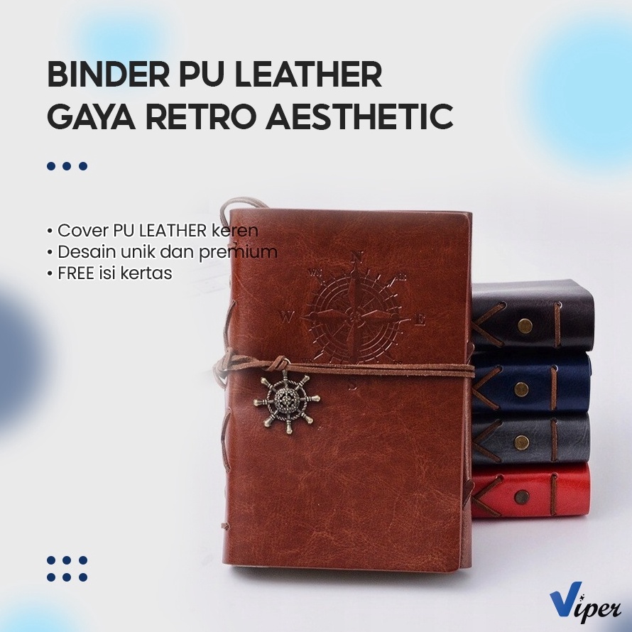 

1111 Buku Catatan Notebook A5 A6 Buku Diary Aesthetic Gaya Retro Binder Unik Cover Kulit PU Leather