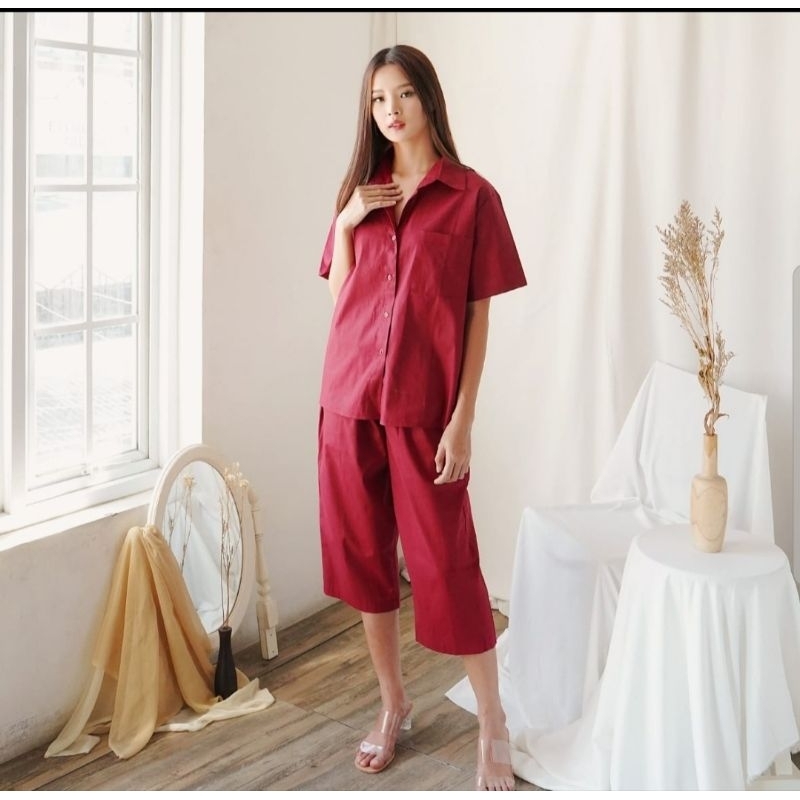 Set Kemeja dan Celana Kulot Katun