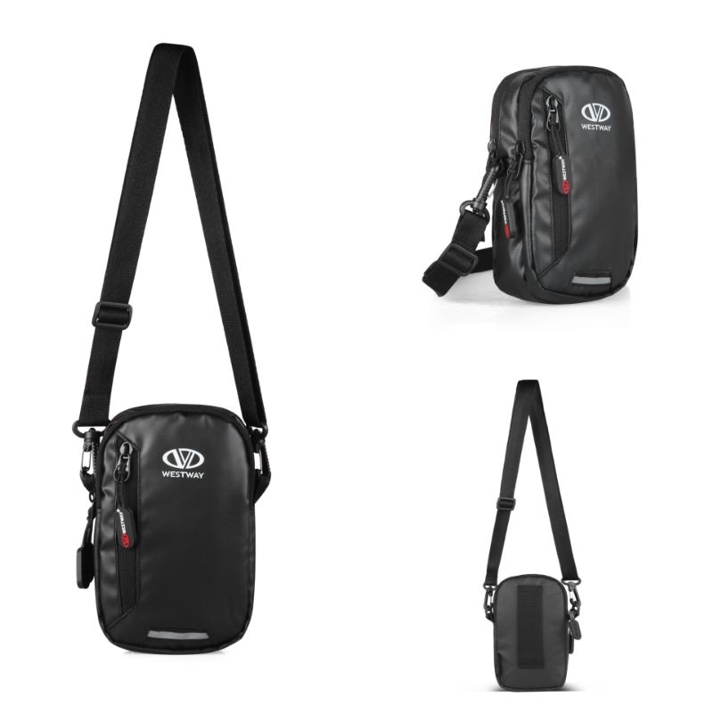 Dompet Hp Tas Selempang Pouch Bag Hitam Tas Pinggang Sabuk Hp Pria