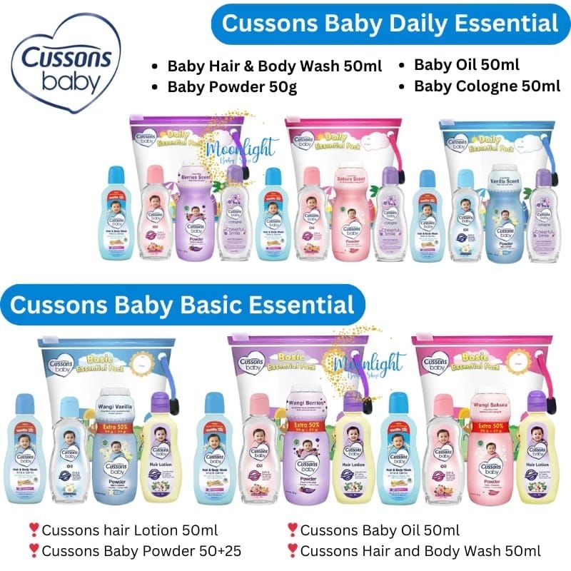 cussons baby gift set daily basic essential baby hair & bodywash sabun & shampoo cair baby powder be