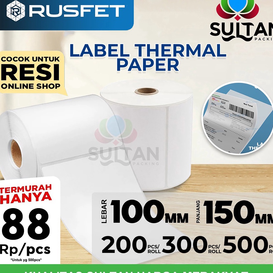 

KODE 77 Label Kertas Sticker Thermal Rusfet Resi Paper stiker printer barcode POS onlineshop