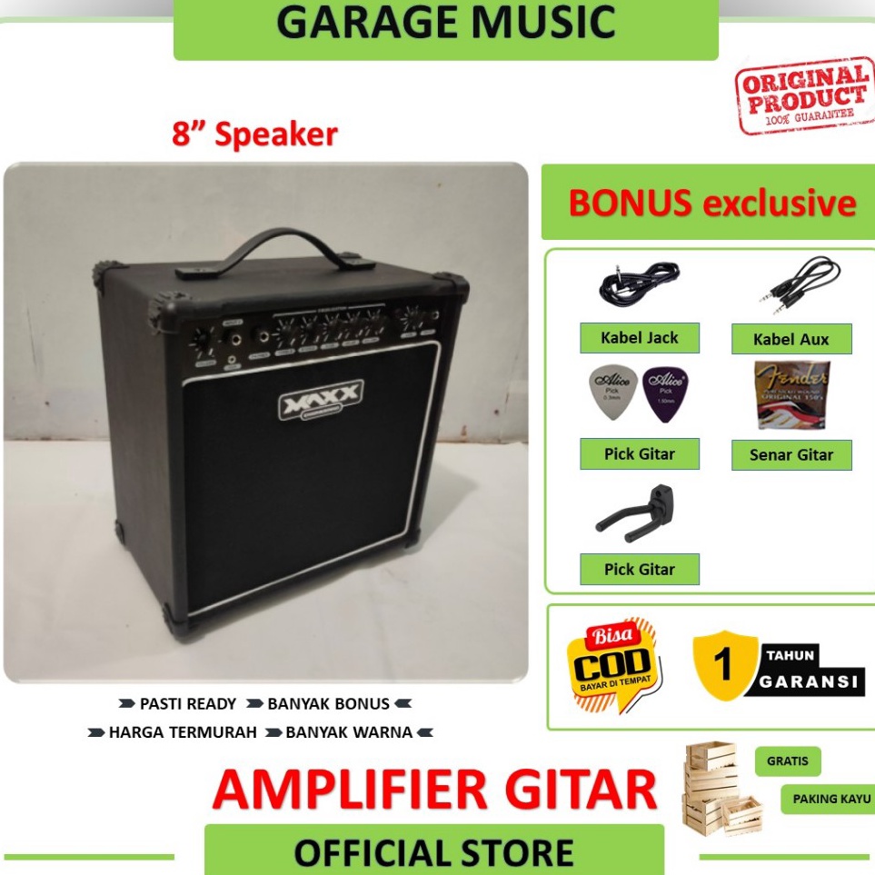 QSH Ampli gitar 8 inch original 3 input ada input mic sudah ada efek distorsi  delay bergaransi