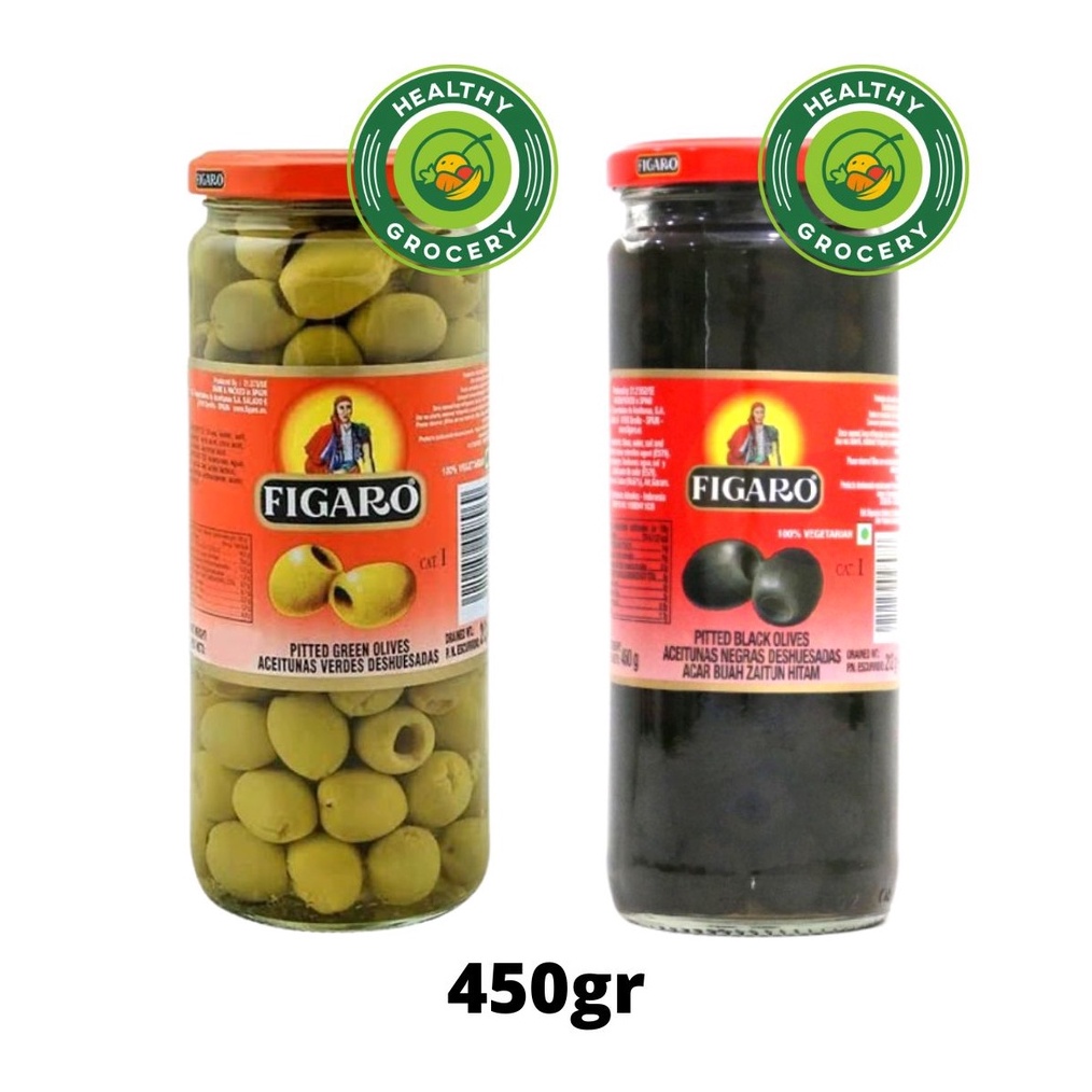 

BRANDS FESTIVAL Figaro Green Olive With Pimiento Pitted Black Olive 45gr In Jar Pikel Zaitun
