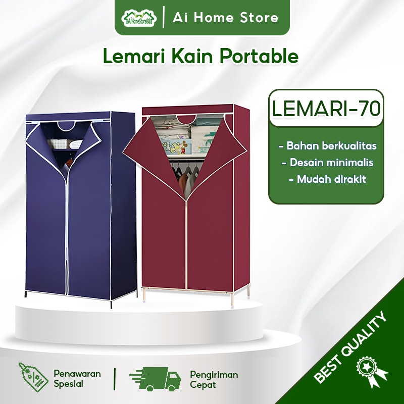 Lemari Portable Lemari Serbaguna Lemari Kain Resleting Lemari Pakaian Minimalis