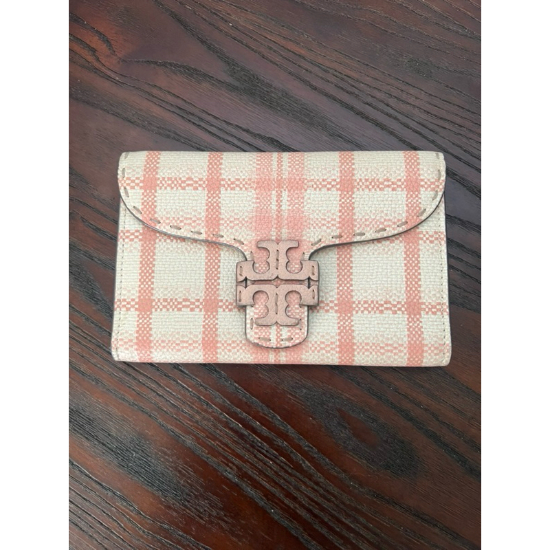 SALE Tory Burch Plaid Pink Medium Wallet