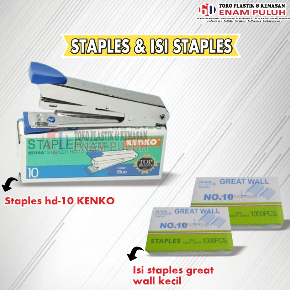 

Staples / Stepler / Jepretan HD-10 Kenko & Isi Staples No 10 Kenko Refill Steples Stepler