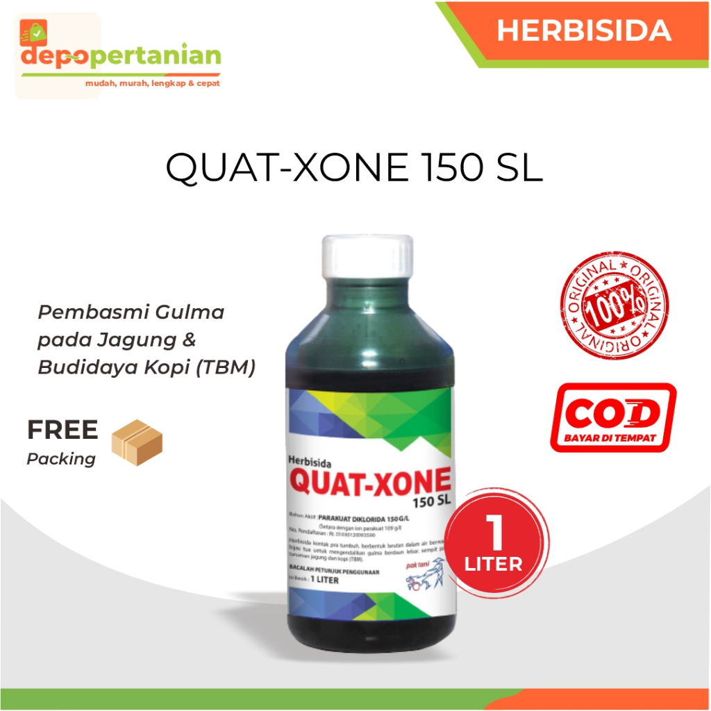 Depo Pertanian - Quatxone 1 Liter Herbisida Kontak Pembasmi Rumput QUATXONE 150 SL Saprotan Utama