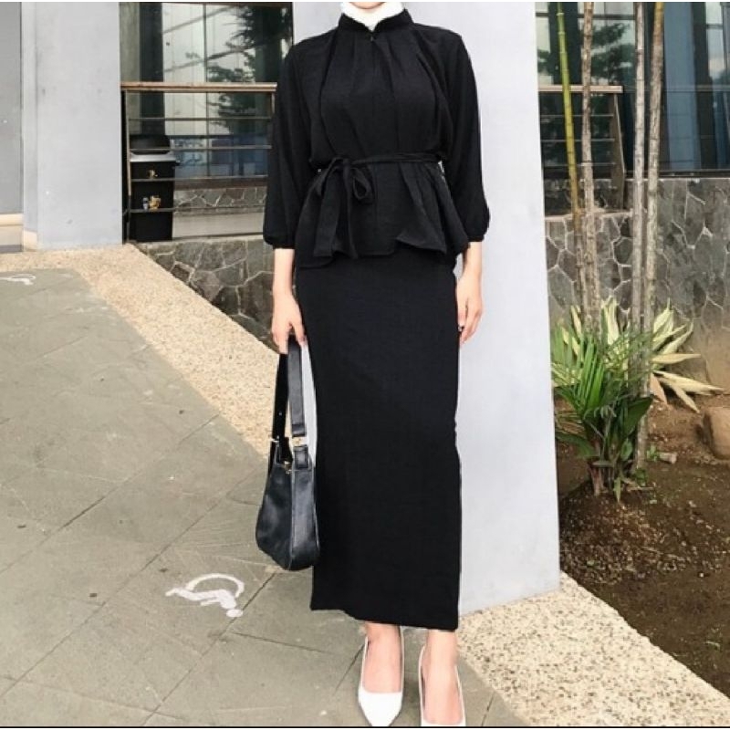 One Set Diandra Rok Set Atasan Wanita/ Setelan Wanita Matt Crinkle Airflow/ Stelan Wanita Ziper Depa