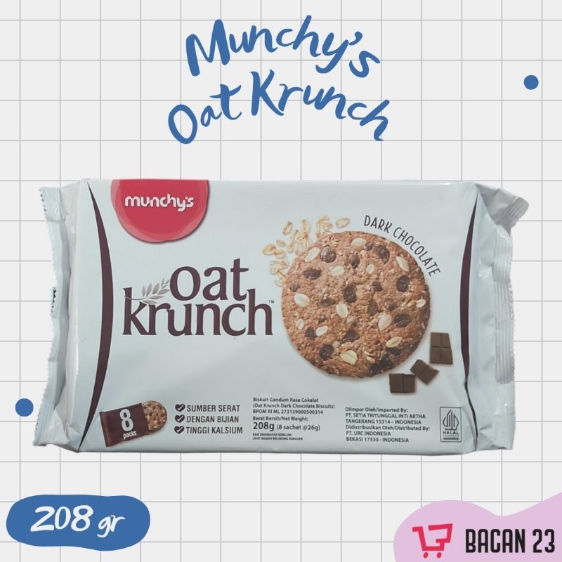 

Munchy's Oat Krunch Dark Chocolate (208gr) / Biskuit Gandum / Bacan 23 - Bacan23