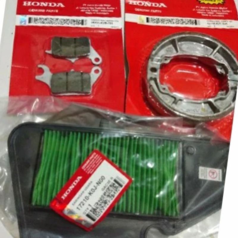 KAMPAS REM DEPAN BELAKANG+FILTER UDARA HONDA BEAT DELUXE NEAT STREET FI SCOOPY FI NEW ESP 2021 ORIGI