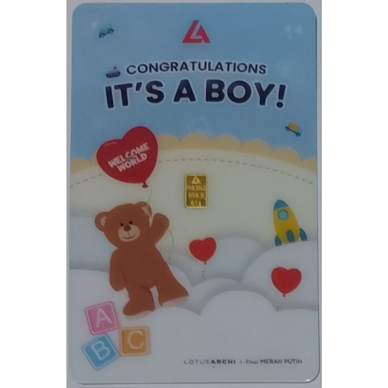 Logam Mulia Lotus Archi 0.1 Gram Congratulations It's A Boy Welcome To The World
