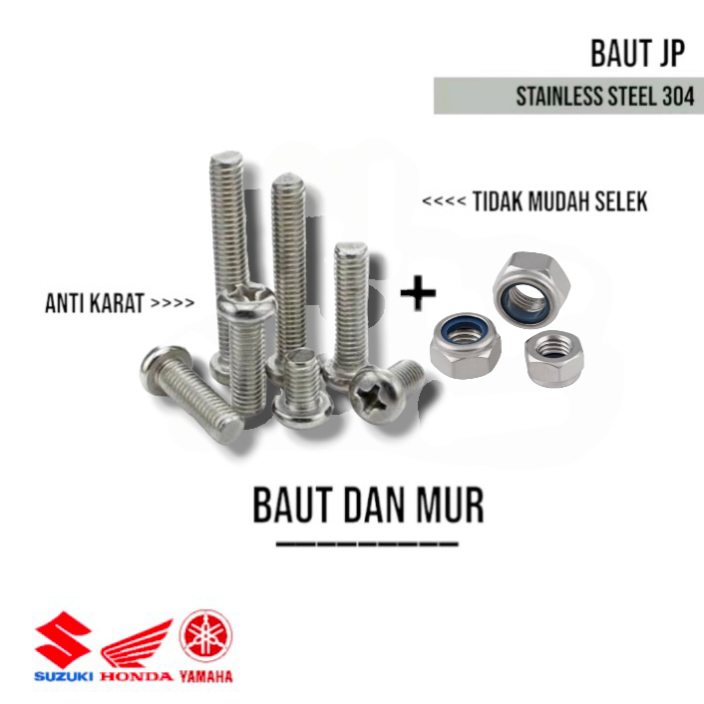 (10PCS) BAUT DAN MUR JP M2 x 5 HEAD PLUS STAINLESS STEEL 304 OBENG PLUS BAUT PLUS