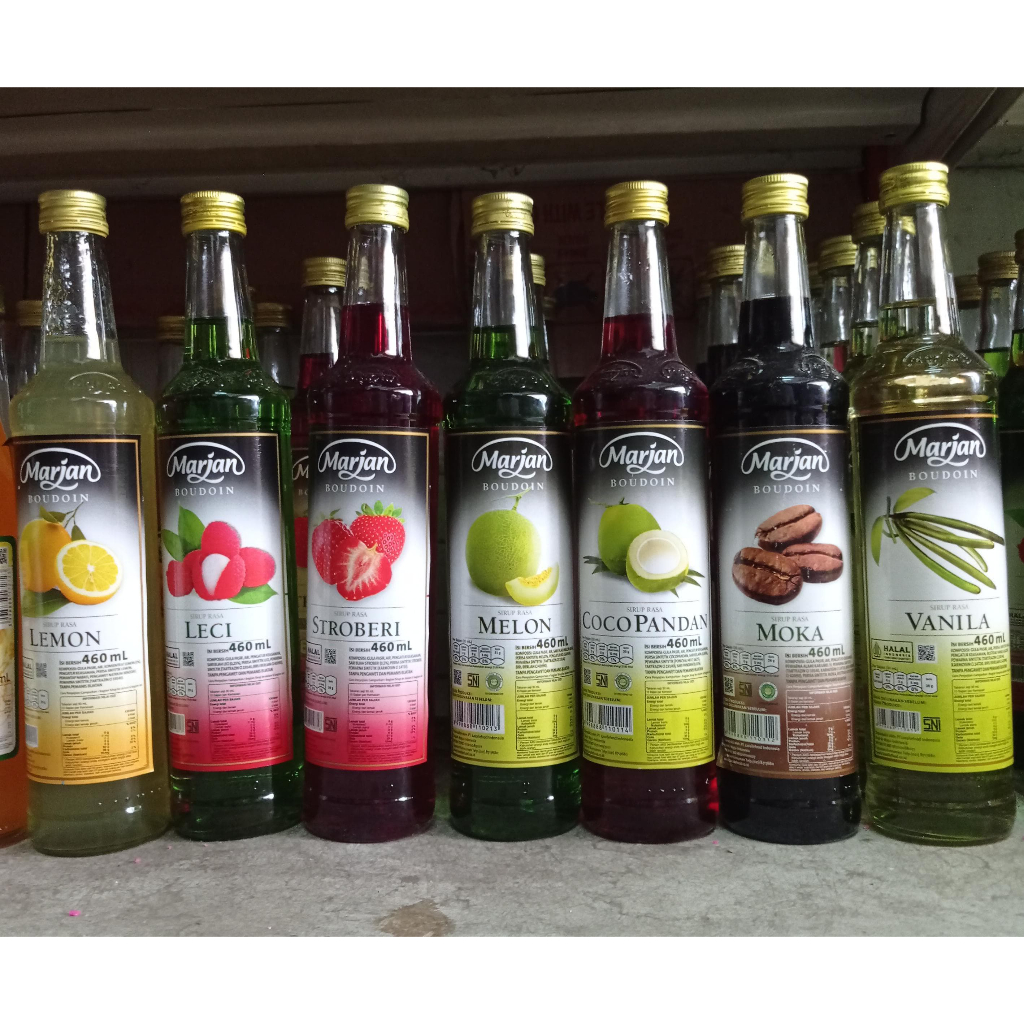 

RB22 (INSTANT ONLY) MARJAN BOUDOIN SYRUP COCOPANDAN VANILA MOKA MELON SIRUP 460 ML