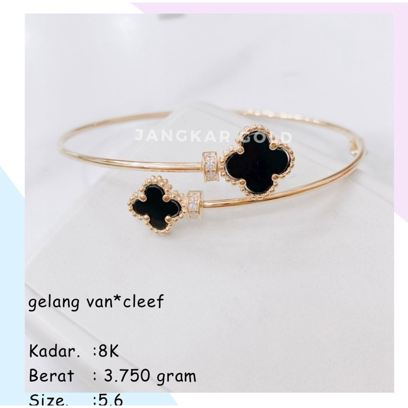 GELANG EMAS MOTIF SPIRAL VANCLEEF HITAM VC VCA CLOVER VAN CLEEF 8K 3.750GR
