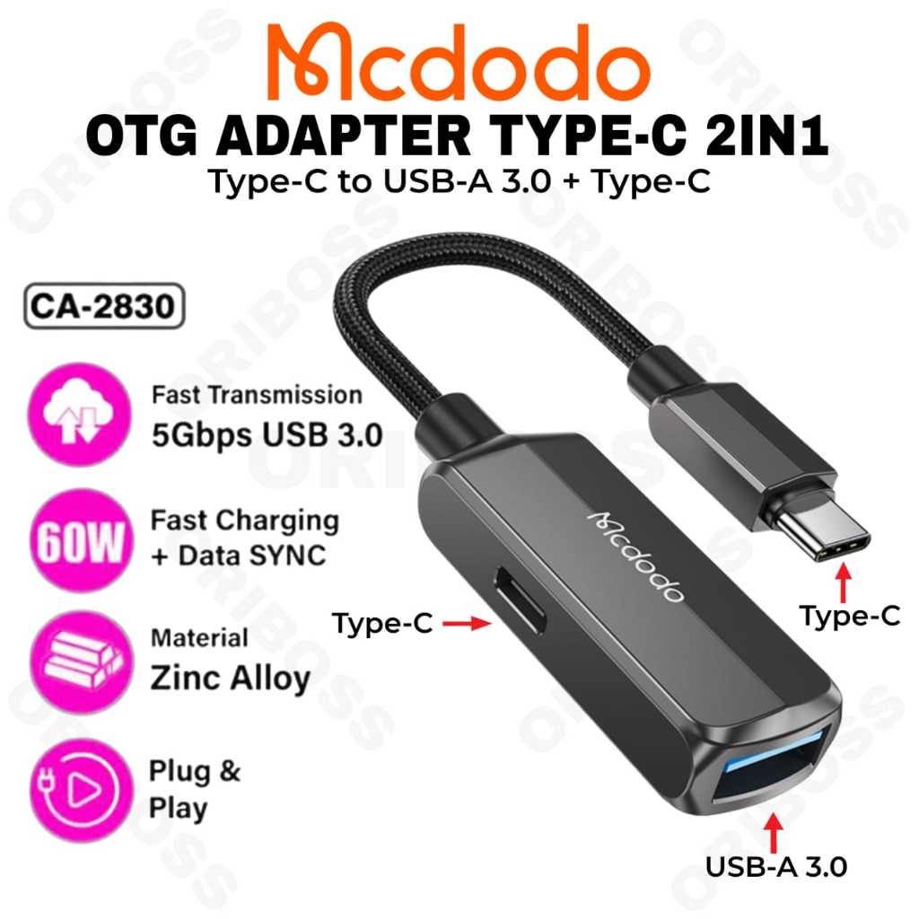 Kabel OTG Type C 2in1 Converter USB C to USB A + Port USB C Original Mcdodo CA-2830 / CA-2690