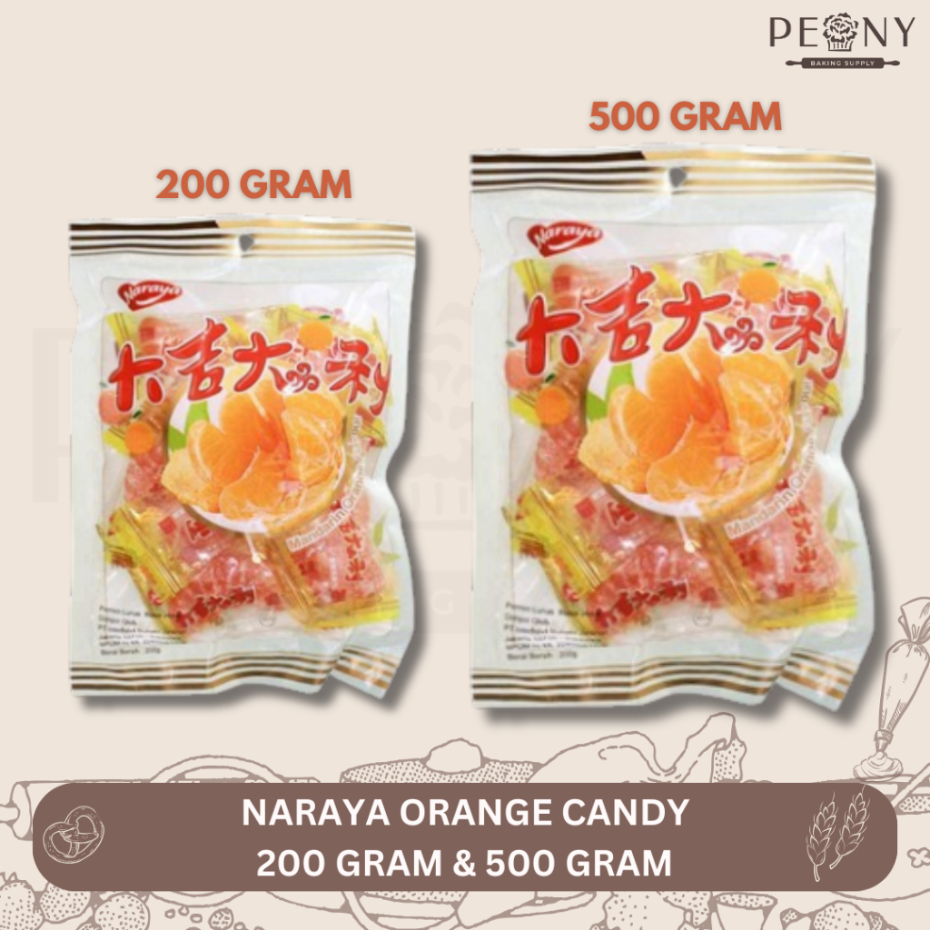 

NARAYA ORANGE CANDY 200 DAN 500 GRAM / PERMEN JERUK
