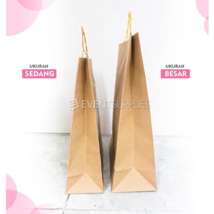 

[Satuan] Tas Kertas Coklat / Goodiebag Kertas Paperbag Coklat Paper Bag Polos Totebag Tali Kertas Sedang Jumbo Besar