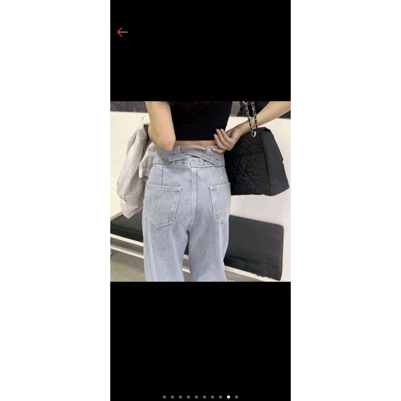 J23 Celana Panjang HW Kulot Jeans Korea