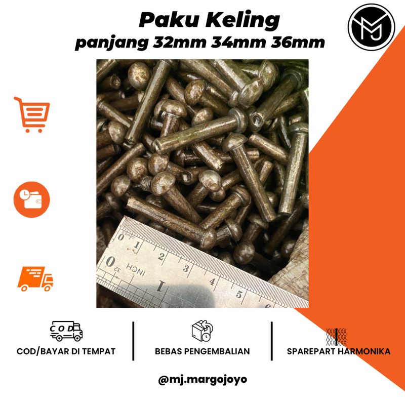 [1kg] Paku keling besi D6 panjang 32 34 36mm / paku keling besi / paku jembatan / paku industri / pa