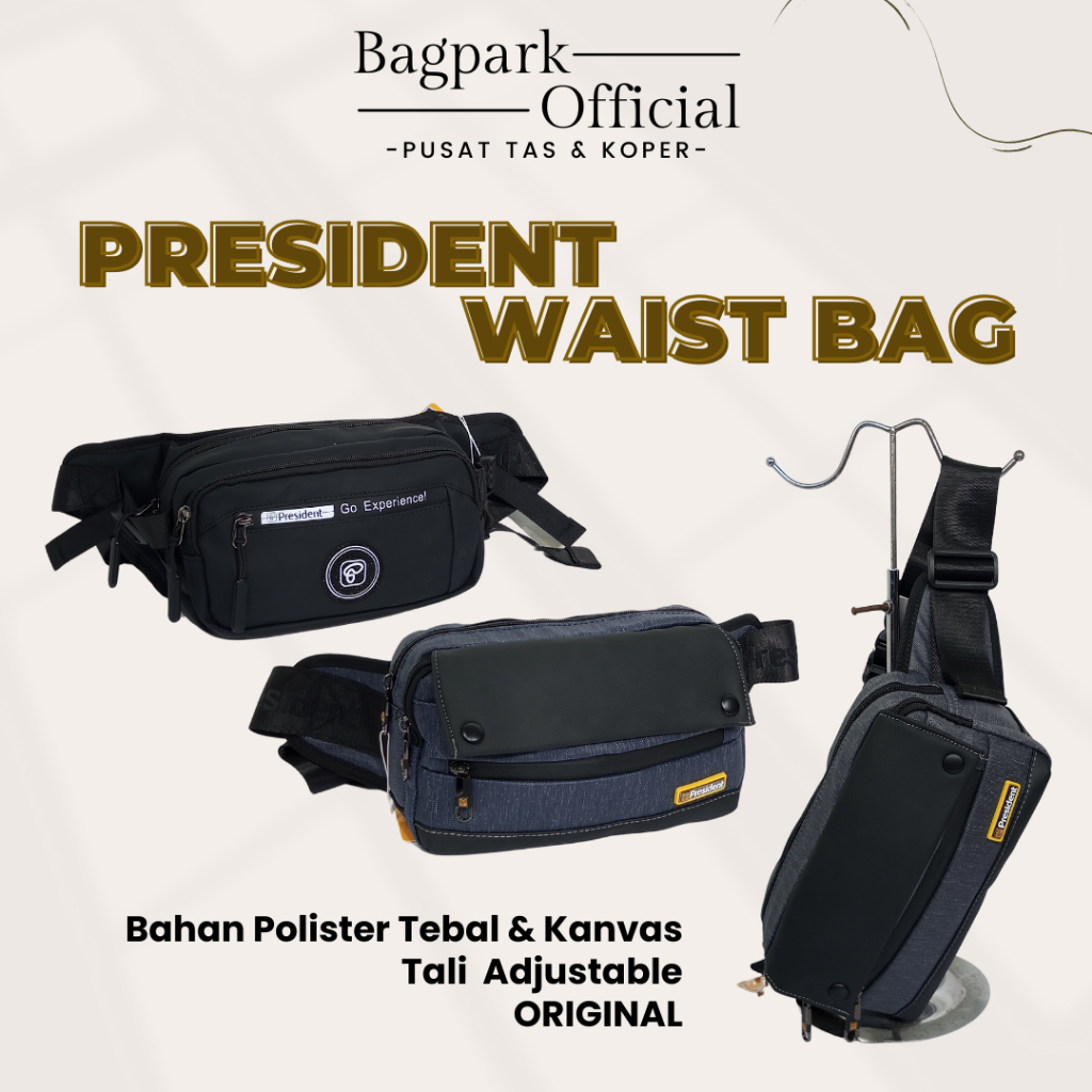 Tas Pinggang Pria President Original Tas Waist Bag President Bum bag President Tas Selempang Tas Dad