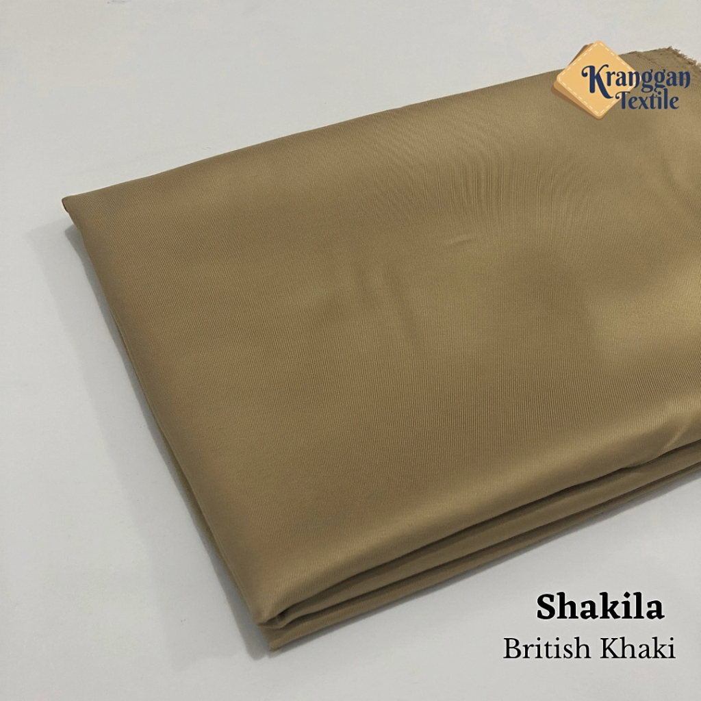 Bahan Kain Shakila Premium Polos Khaki Gold Lebar 150cm
