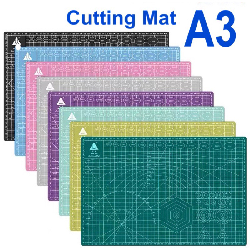 

PAKET COMBO A3 Hijau / Pink - PVC Cutting Mat / Cutting Pad / Alas Potong A3 + Pen Cutter