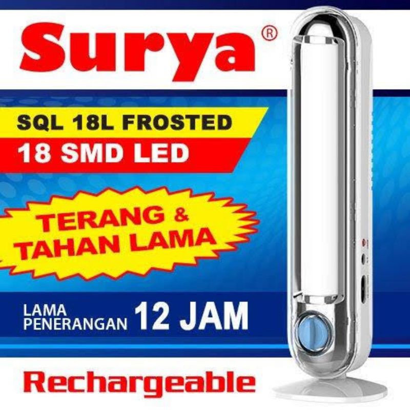 Surya emergency SQL 18L Frosted charger SMD LED / lampu camping rechargeable surya LED SQL 18L frost
