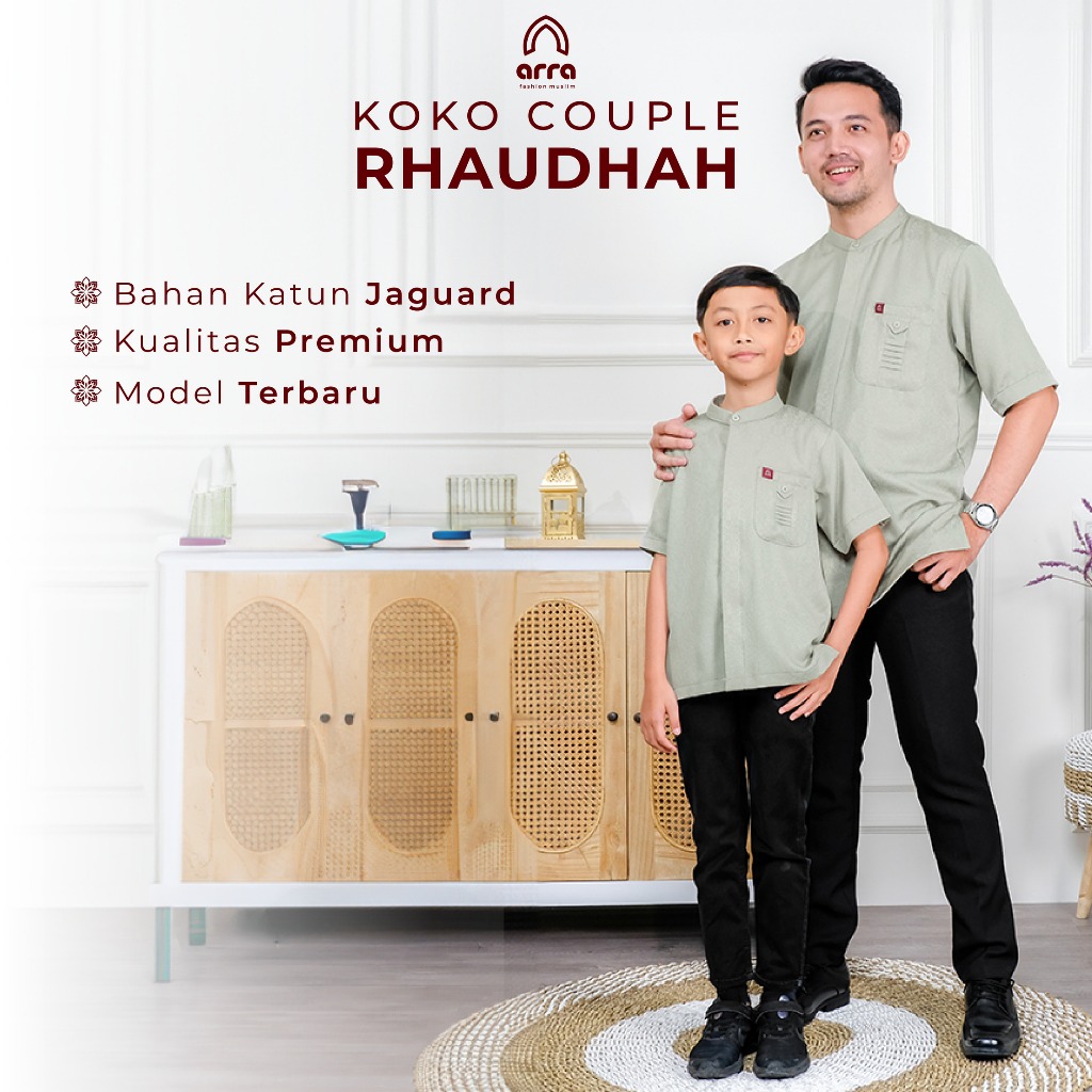Koko Arra Raudhah Matcha Baju Koko Pria Terbaru Couple Koko Anak Premium Koko Sarimbit Size Jumbo