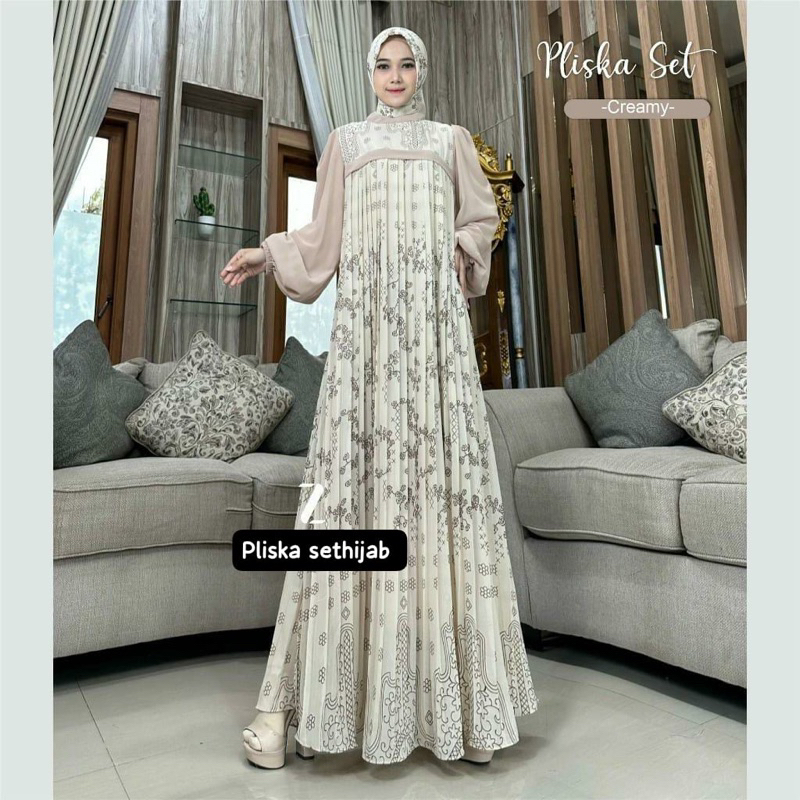 GAMIS MELATIFA FREE HIJAB VIRAL - NEW DRESS CERUTY PLISKET - GAMIS CERUTY FULL FURING MOTIF BUNGA NE