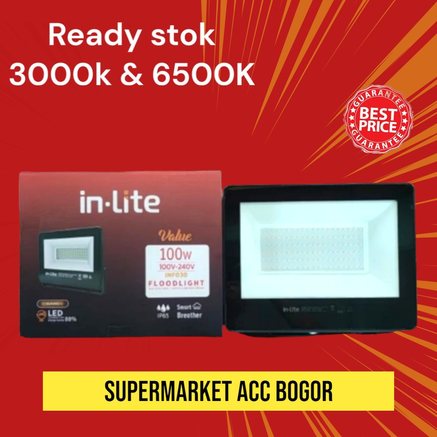 InLite Lampu Sorot FloodLight LED Value 100W 100 WATT INF030 - Lampu sorot taman - lampu sorot temba
