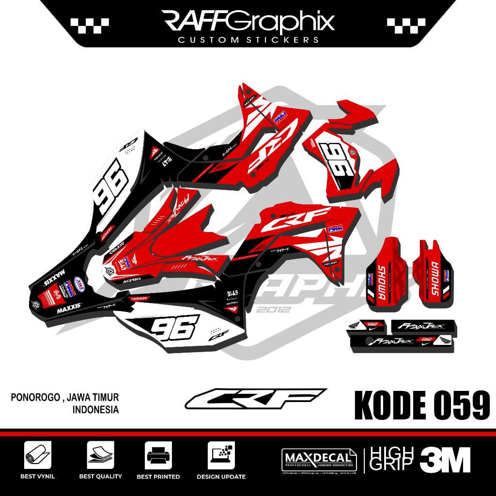 STICKER DECAL CRF 059 / DECAL CRF SUPERMOTO KEREN