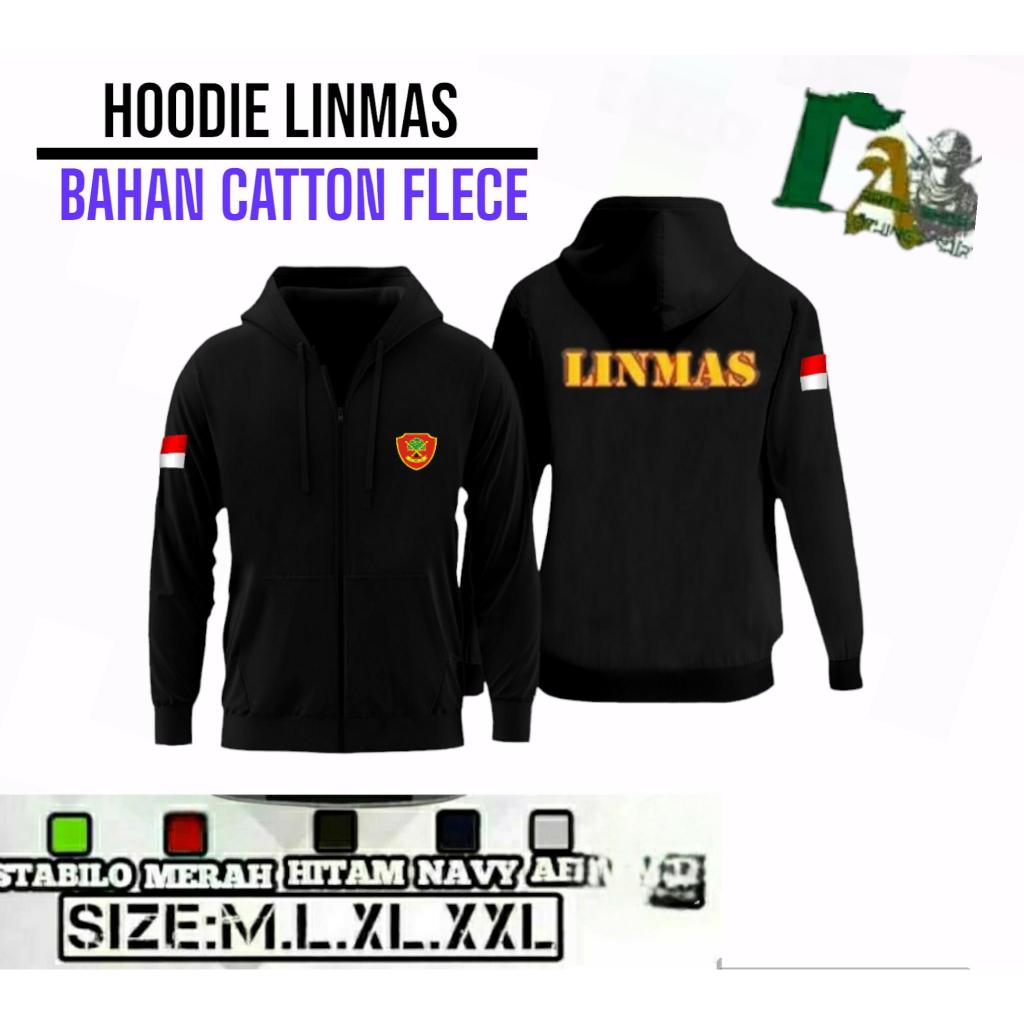 Jaket Hoodie LINMAS Terbaru / Jaket Zipper LINMAS / bahan Flece /