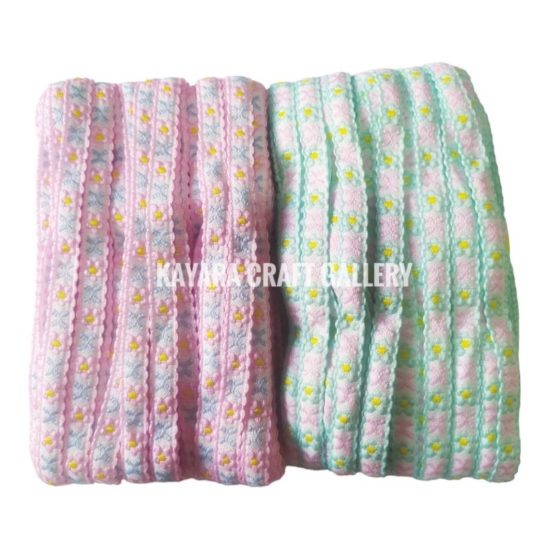 Renda Hias Bunga Per Rol Warna Pastel/Renda Hias Hijab Gamis/Renda Cantik