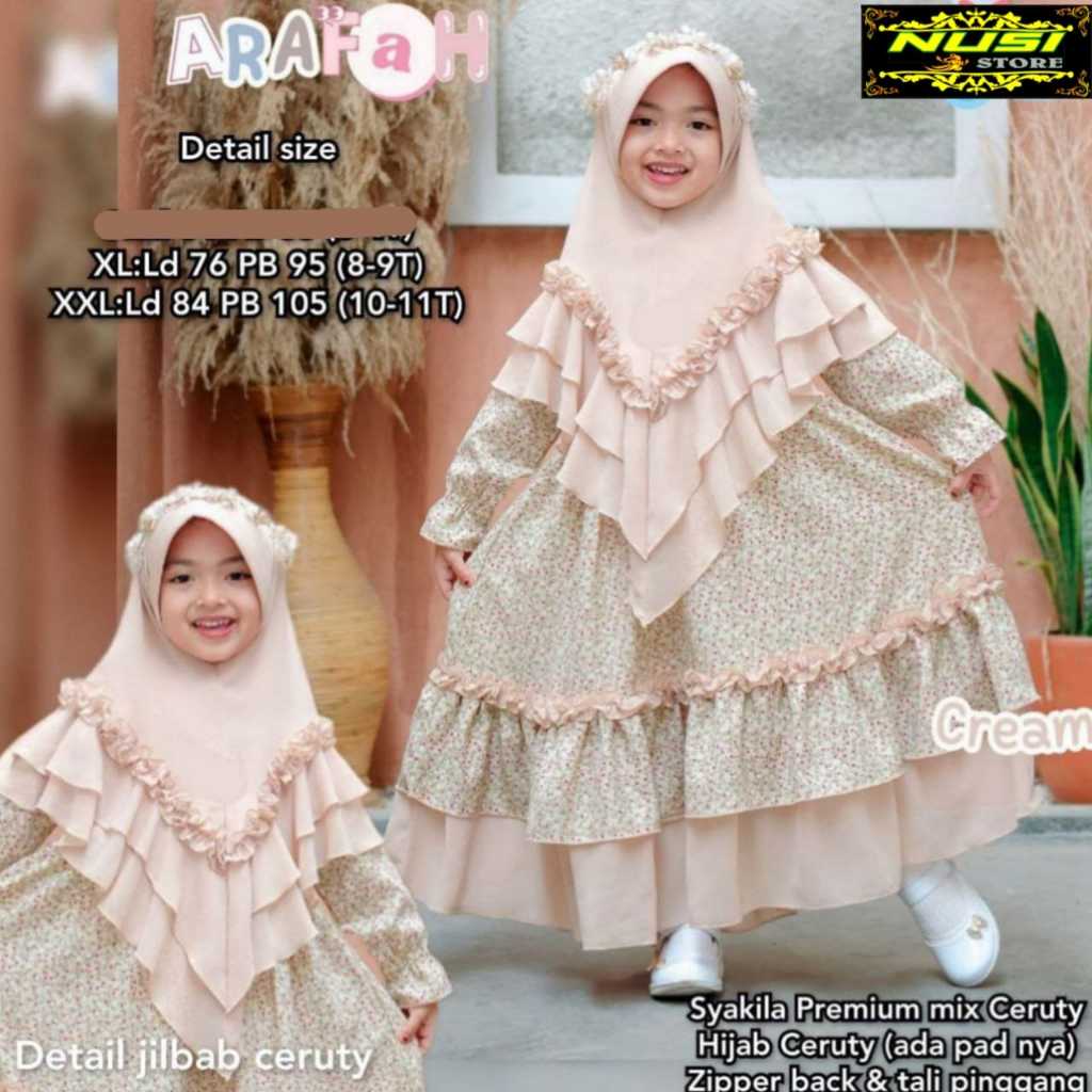 arafah gamis dress dres longdres maxy maxi set hijab khimar jilbab syari syar’I kids anak Wanita Per