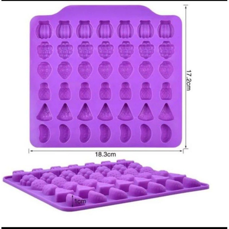 Cetakan silikon coklat  puding aneka buah-buahan mini fluffy gummy