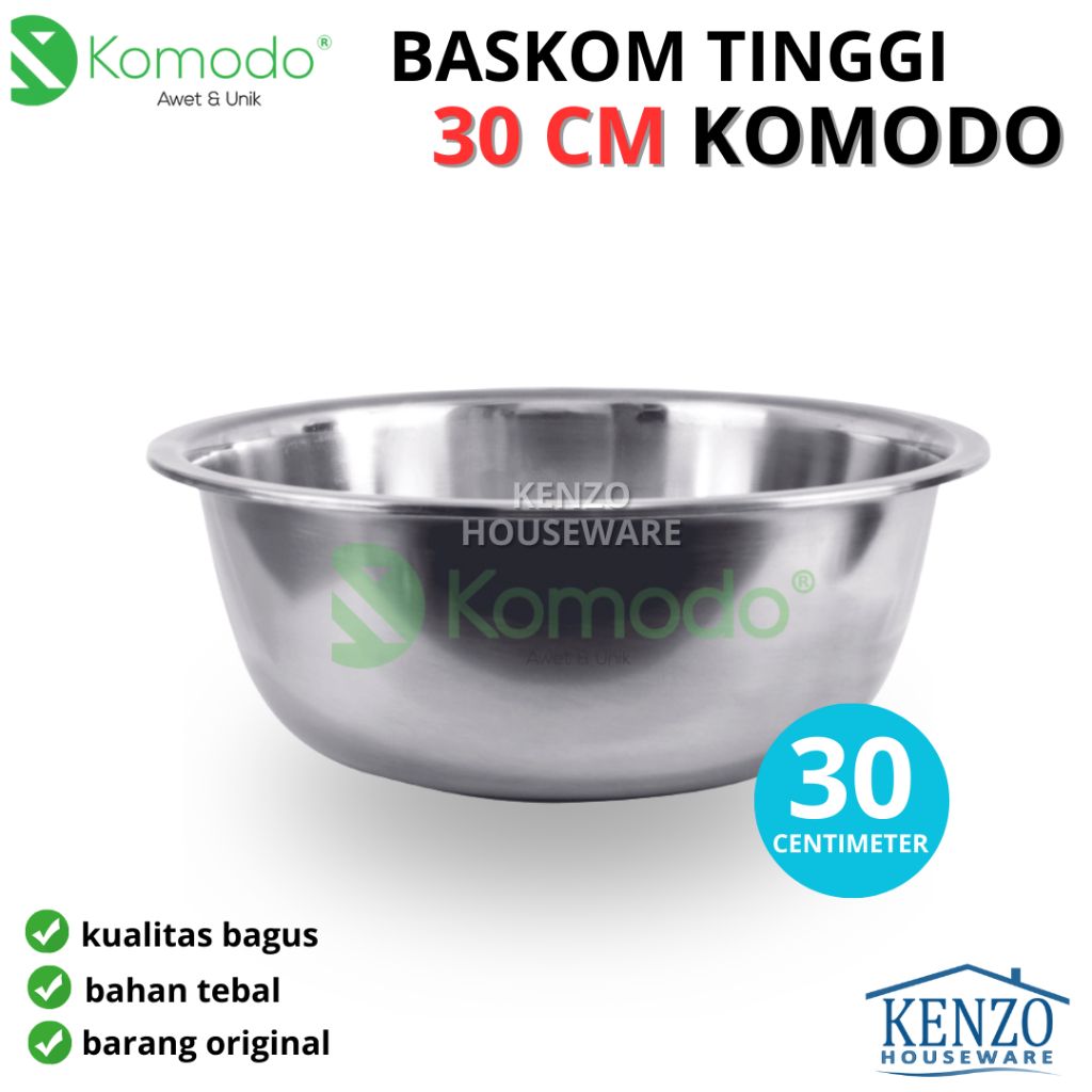 Baskom 30 36 40 CM Baskom TINGGI KOMODO Baskom Adonan Sayur Buah Stainless