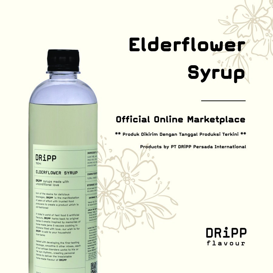 

DRiPP Elderflower Flavour Syrup (Sirup Rasa Bunga Elderflower)