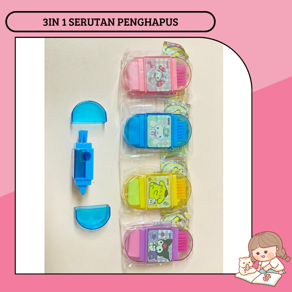 

3IN1 SERUTAN PENGHAPUS SIKAT PEPMBERSIH KARAKTER SANRIO