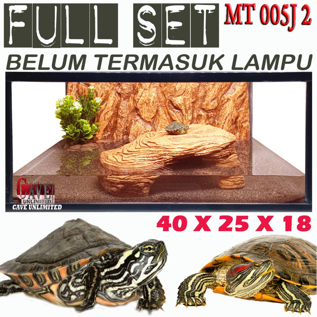 MT005J2 PAKET FULLSET TERRARIUM KANDANG REPTILE KURA KURA AIR TURTLE RES BRAZIL CST AST KURA AMBON P