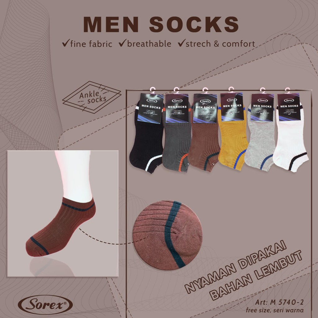 Sorex M5740 - 2 | Mens Ankle Socks Sorex / Kaos Kaki Pria Santai COD Kusuma Malang