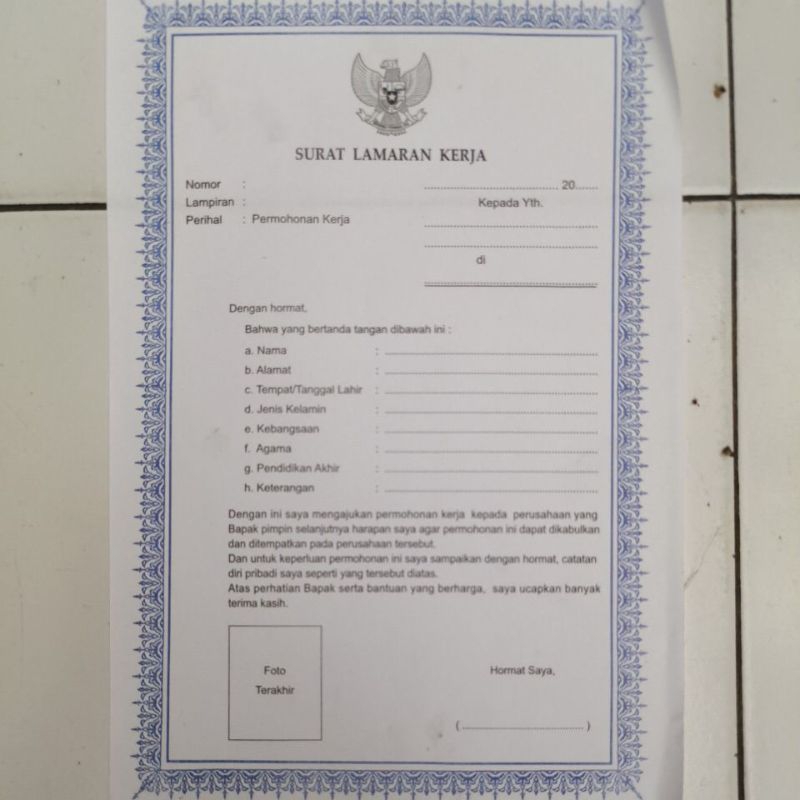 

Surat Lamaran Kerja