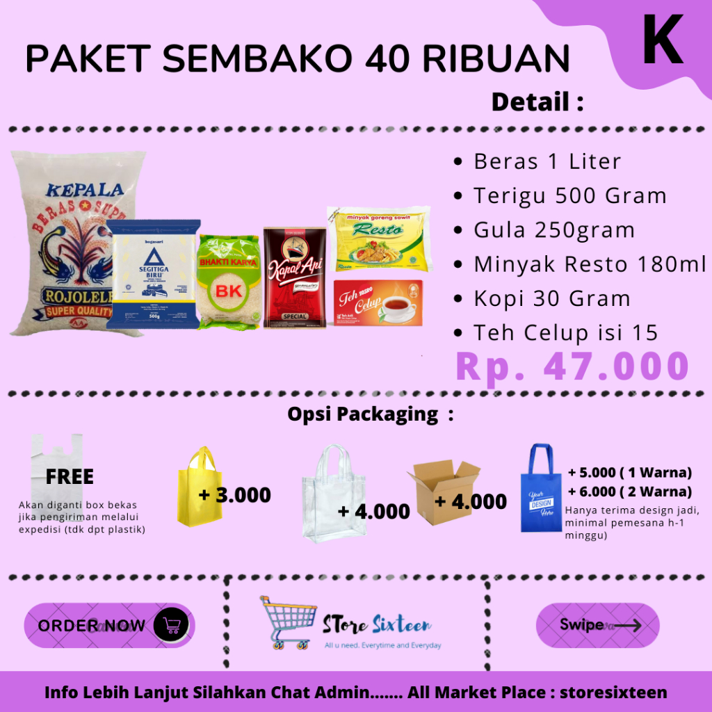 

Paket Sembako Murah 40 Ribuan K / Paket Sembako Murah By Storesixteen