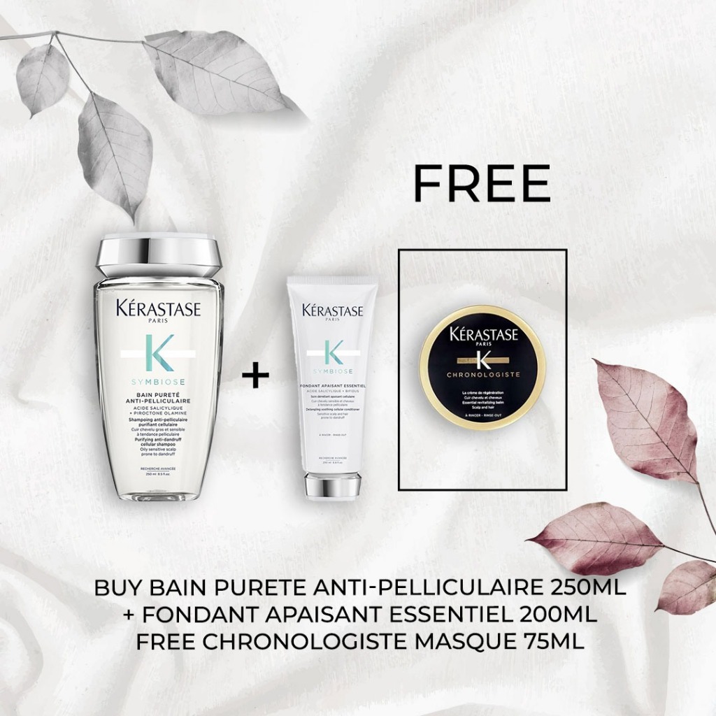 Kerastase Bain Purete Symbiose 250ml(Ketombe Basah)+Fondant Symbiose 200ml