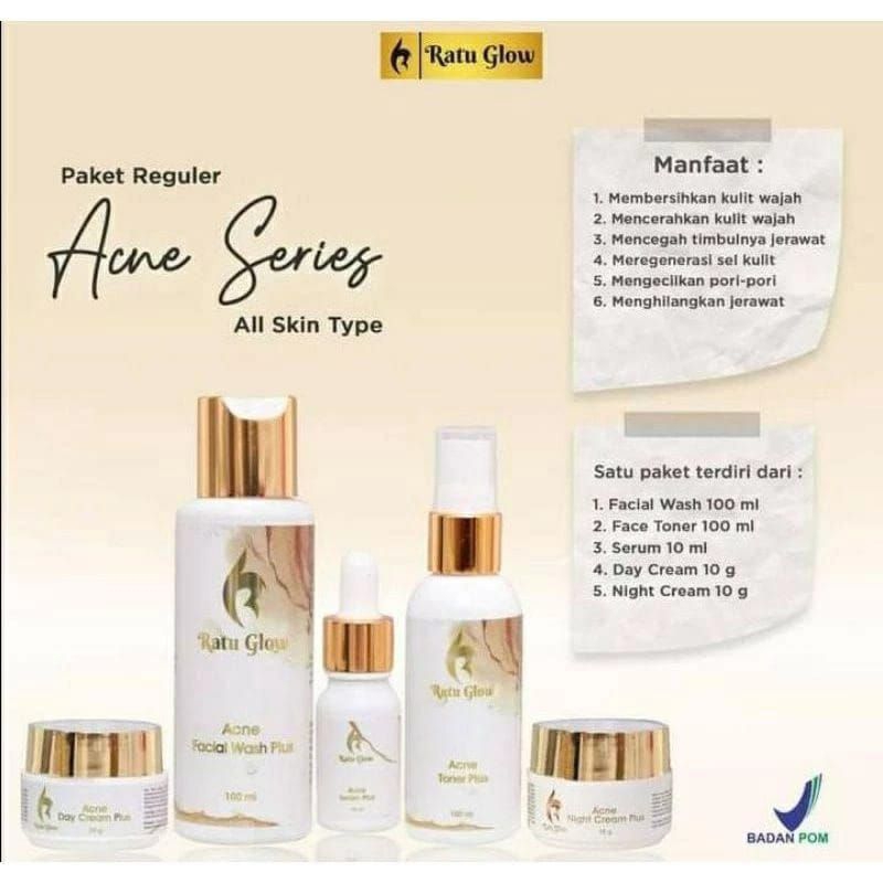 Ratu glow /ratu glow reguler /ratu glow skincare paket reguler acne/brightning