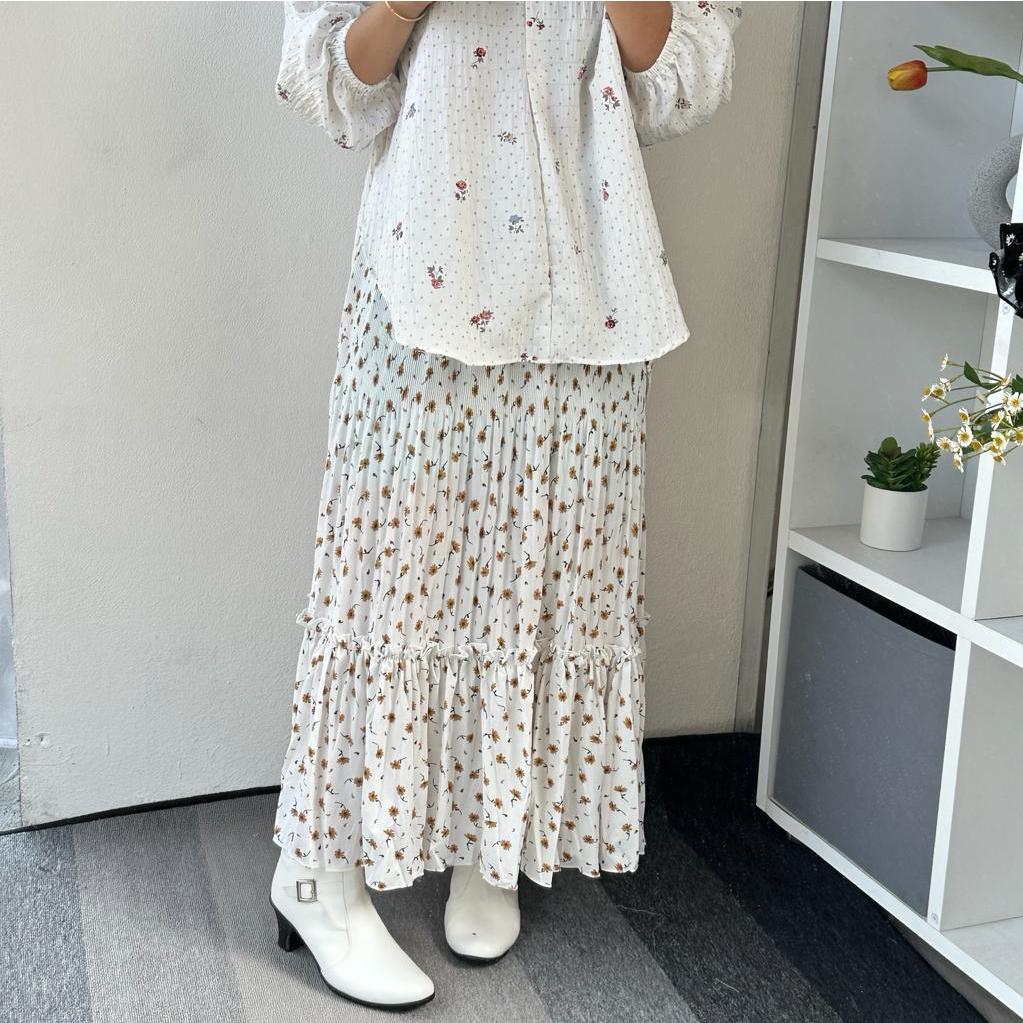 	 Rok Motif Korean Look/ Rok Plisket Serut Motif Premium	