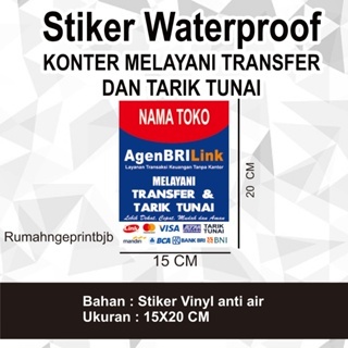 

Stiker Waterproof SIGN AGEN BRILINK BRI LINK CUSTOM NAMA KONTER | MELAYANI TRANSFER DAN TARIK TUNAI